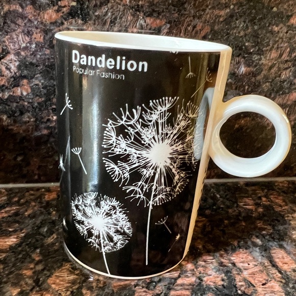 LOT OF 2 BLACK AND WHITE DANDELION POPULAR FASHION LOVE MUGS Mug Cup 4” Height - Picture 5 of 10